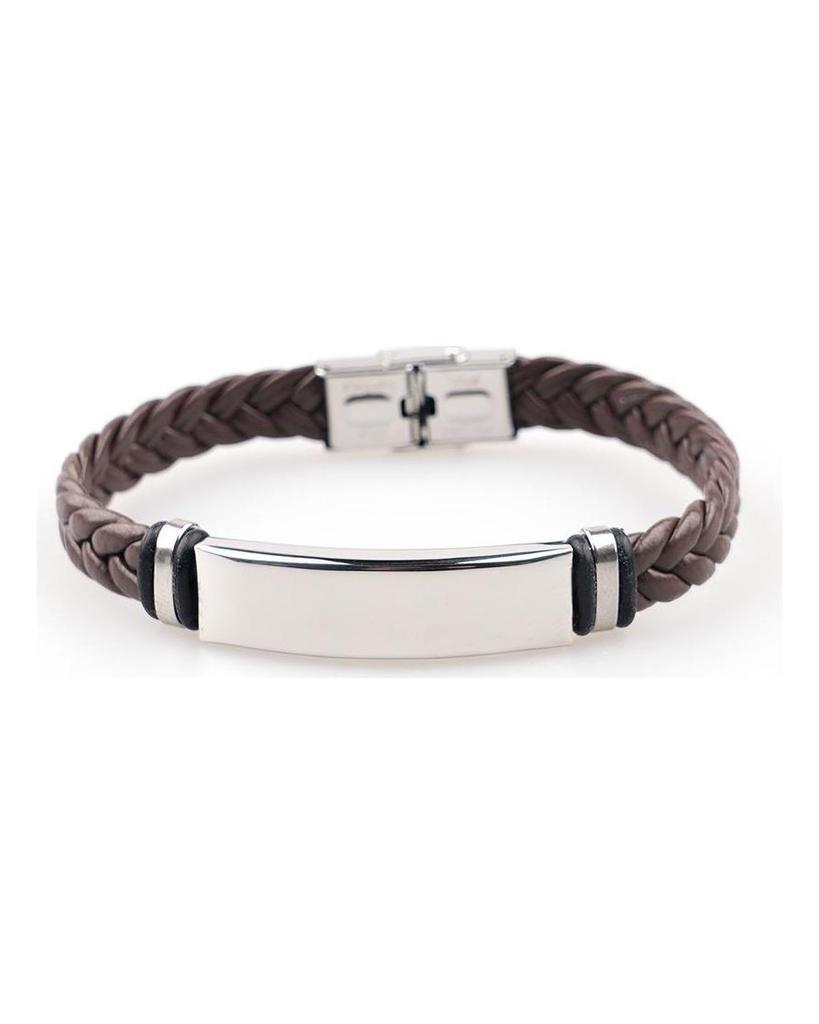 Punk-Armband für Herren aus Edelstahl und geflochtenem Leder