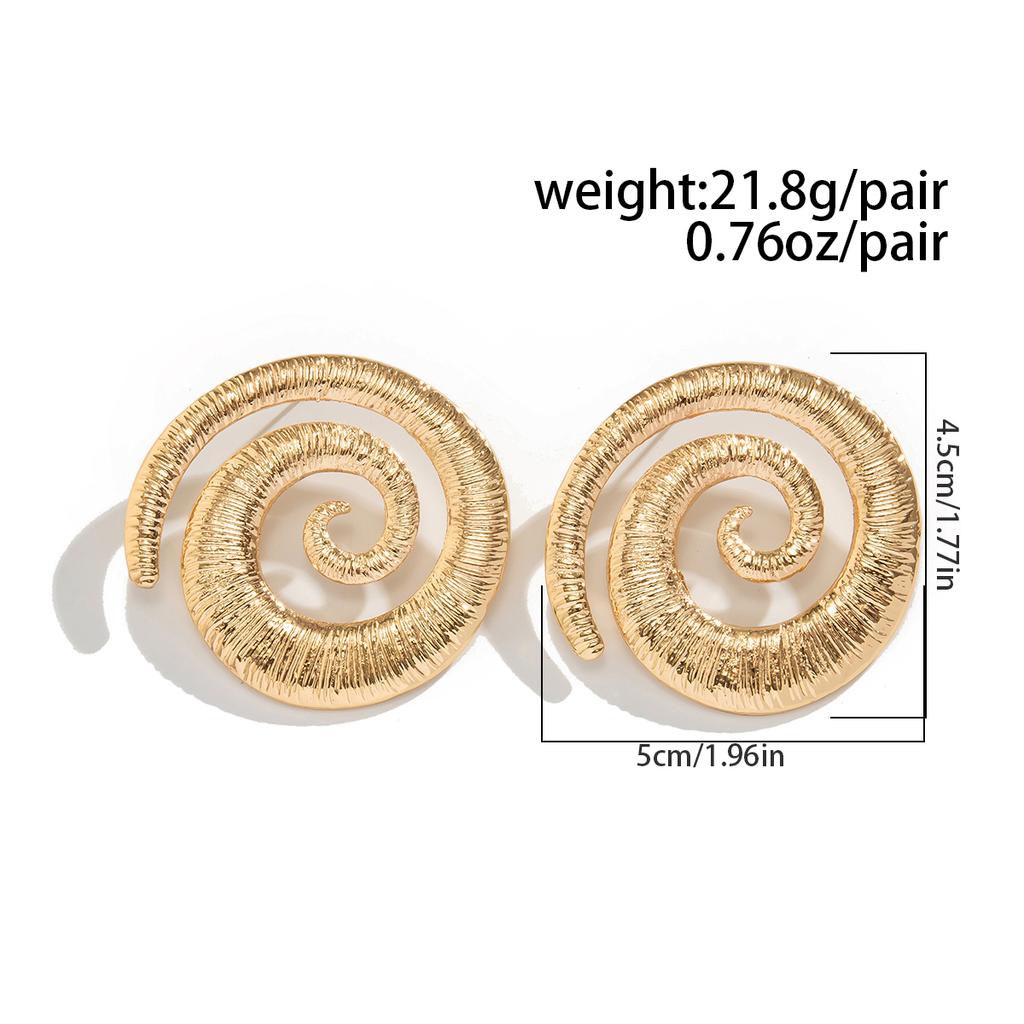 KunJoe Punk Hip Hop Spiral Große Runde Ohrstecker für Damen Trendige Geometrie Schnecke Piercing Ohrringe Weibliche Party Ohrdekoration