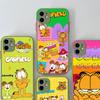 Classic Comic Strip G-Garfield For iPhone 16 15 14 13 12 11 Pro Max X XS MAX Plus Translucent Black Phone Cover