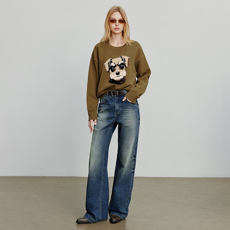 Chuyu Women's Plush Dog Head Knit Sweater