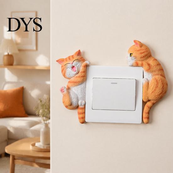 Cartoon Katze Schalter Schild 3D Licht Aufkleber, Dekorative Harz Wandplatten Abdeckung, Niedliche Tier Kinder Sichere Abdeck Aufkleber, Abziehen und Aufkleben Dekorationen