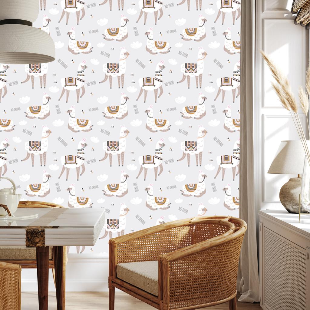 Llama Animals and Clouds Wallpaper for Living Room and Bedroom 50x1000