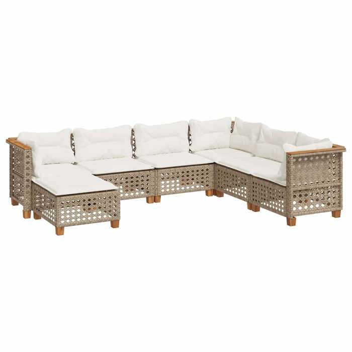 VidaXL Salon de jardin avec coussins 7 pcs beige résine tressée 3261940