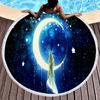 Oil Painting Round Beach Towel,Night Sky Star Moon Print Sand Resistant Beach Blanket,Absorbent Quick Dry Pool Towel Picnic Mat