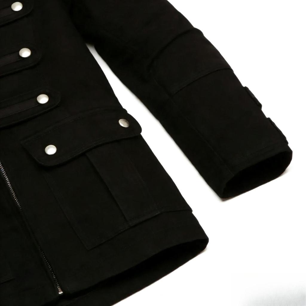Men's Black Gothic Steampunk Military Band Jacket