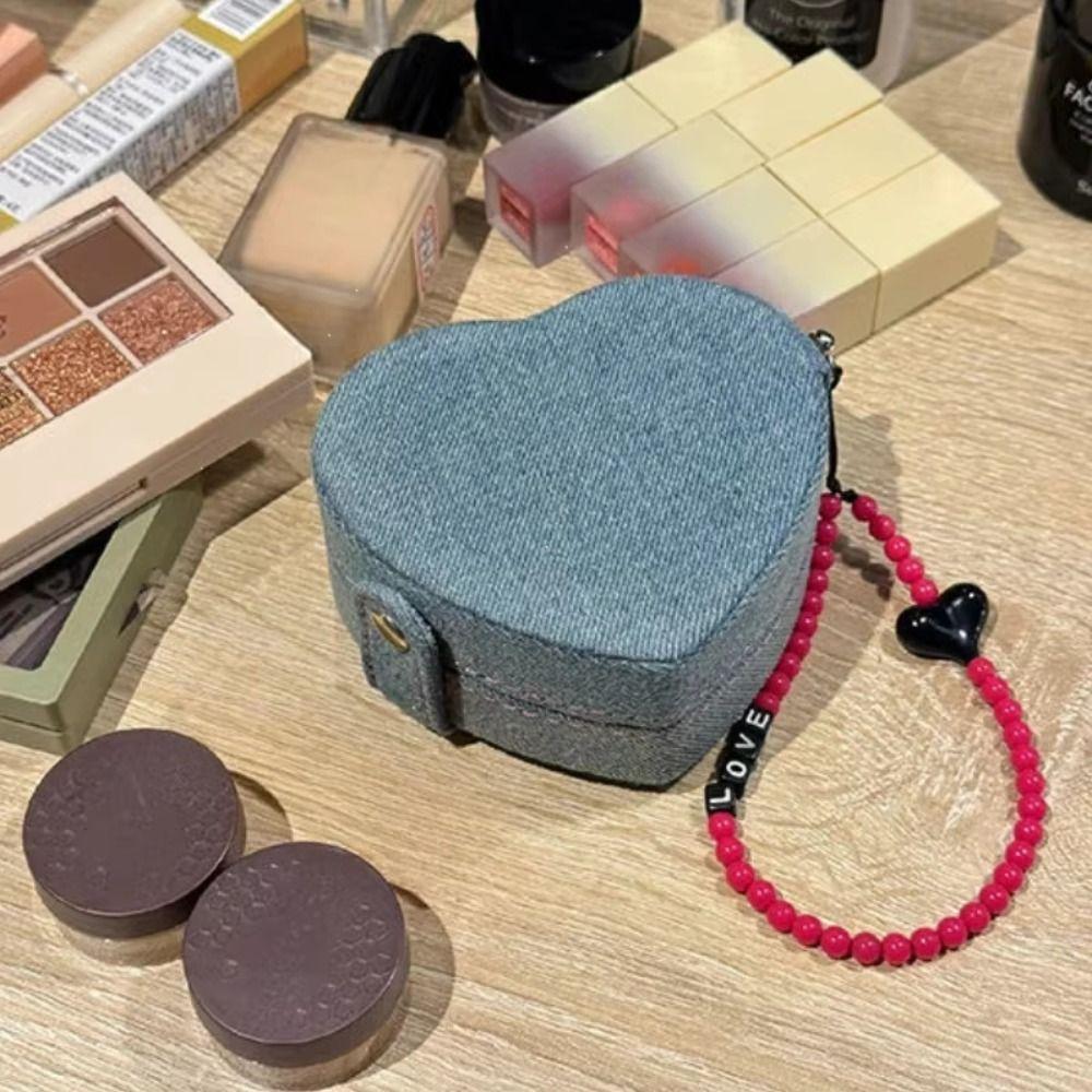 Heart Shaped Jewelry Ring Storage Box Embroidered Jewelry Holder Portable Mini Jewelry Box Travel
