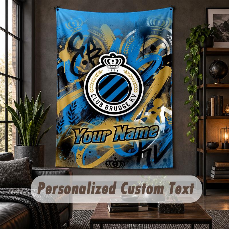 Wall Tapestry Club Brugge FC Print Custom Name Text Wall Hanging Home Decor