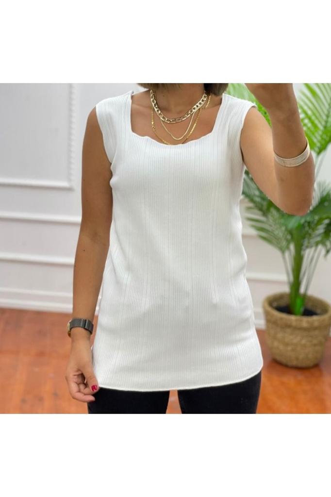 Women's Big Size Blouse Large Size Black Ribbed Square Collar Knitwear Undershirt