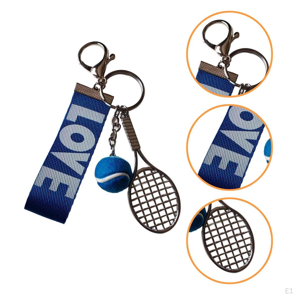 Tennis Racket Ball Keychain Birthday Gift Creative Metal Stylish Bag Purse Charm
