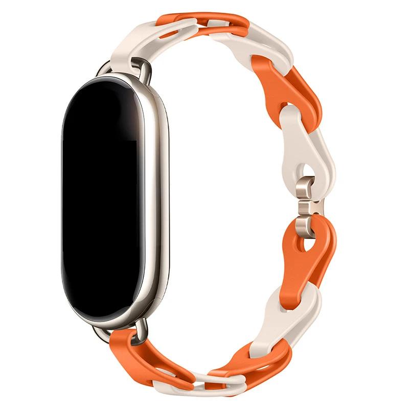 Rubber Strap for Xiaomi Mi Band 8 Stainless Steel Buckle Bracelet for Miband 8 NFC Fashion Lady Style Replacement Silicone Band