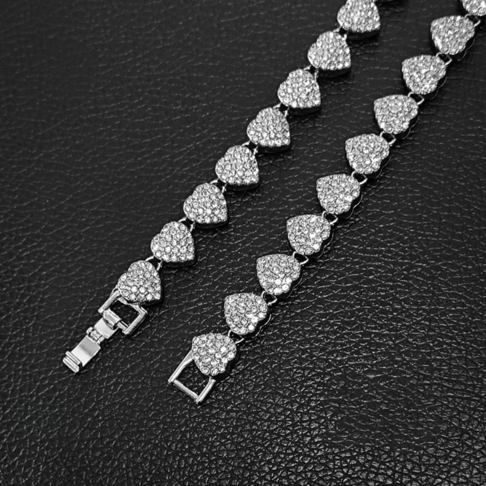 40CM New thick European hip-hop style bracelet, trendy heart-shaped Cuban necklace for trendsetters