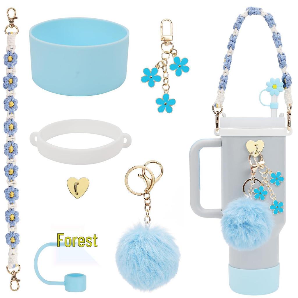 Accessori per la Stanley Cup Transfrontalieri: Set Portachiavi Fiori Colorati Fai da Te