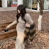 Womens Long Knit Dress 2026 Fall Winter A-Line Slim Fit Chic Sleeve Basic