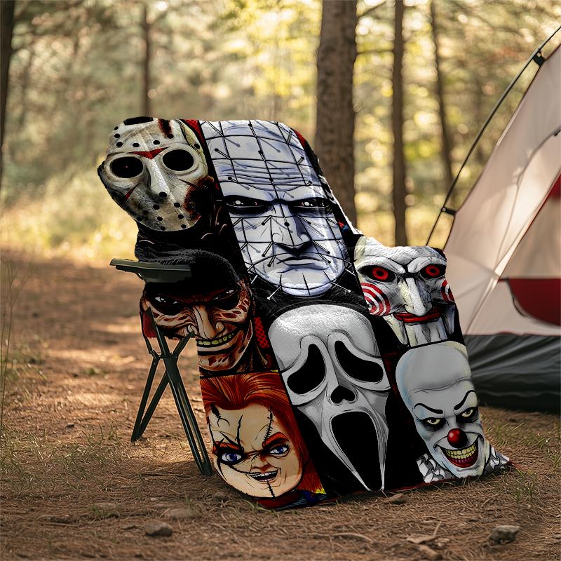 Halloween horror Theme Printed Blanket - Perfect for Couch, Bed, Travel & Outdoor Use | Machine Washable, Cozy & Durable.