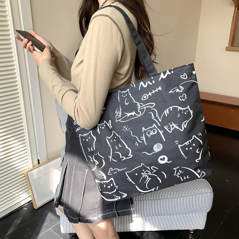 Canvas Bag Women'S Shoulder Handbag Student Tote Bag Large Capacity Hand Carry Canvas Bag