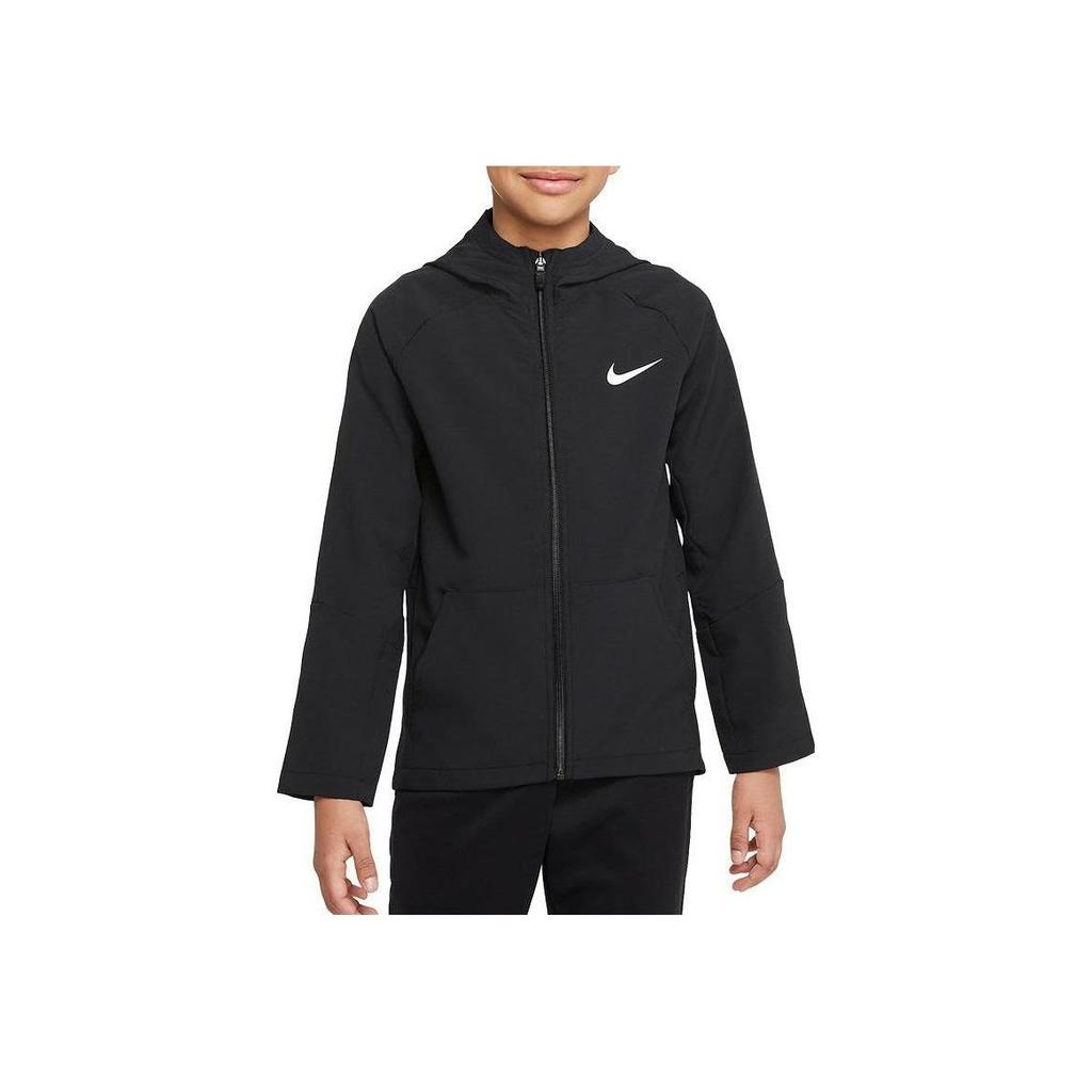 Nike Dri-FIT Black/White Boys' Woven Training Jacket DO7095-010