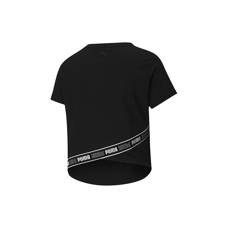 Puma Train Logo Printed Color Block Training T-Shirt Women Tops Black 519489-01