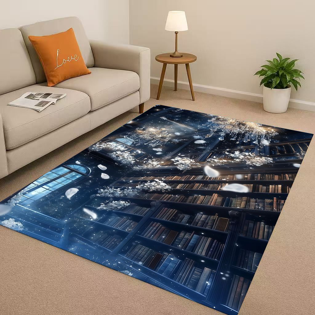 HD Magic Book Library Bookshelf Living Room Non Slip Area Rug Soft Carpet for Bedroom Sofa , Easy Clean Home Doormat Playmat