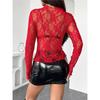 Europe And The United States Spring Elegant Fashion Ladies Lace Slim Thin Long-sleeved Blouse