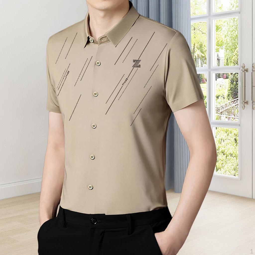 Men Classic Short Sleeve Breathable Shirt Summer Quick Drying Business Casual top