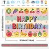 2D Cute Fruit Happy Birthday Backdrop Rainbow Stripes Photography Background for Kids