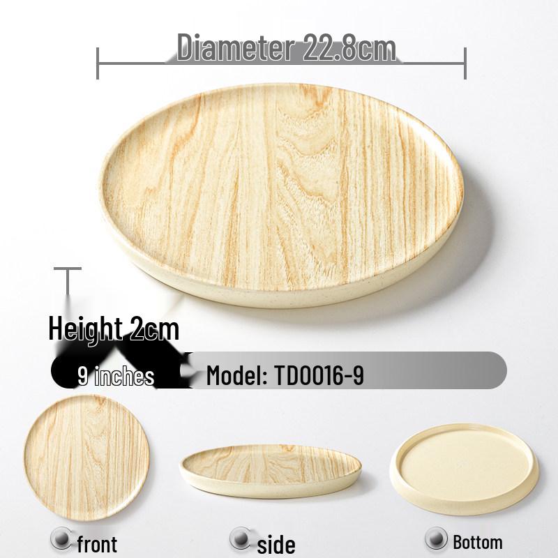 Xiangyuanmei Melamine Barbecue Hot Pot Side Plate - Imitation Porcelain Grill Pan with Wood Grain Design