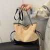 Trendy Suede Diamond Pattern Vintage Chain Bucket Bag Contrast Color Shoulder Bag Handbag