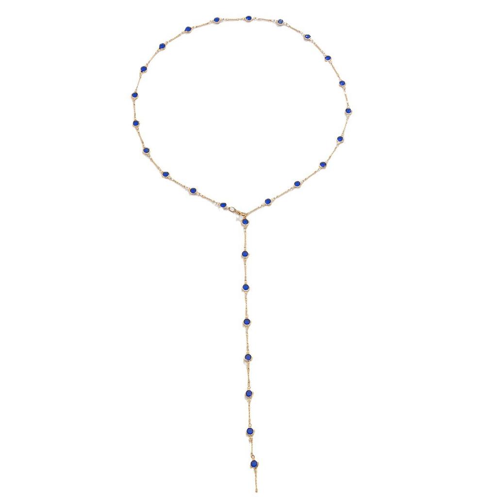 Κοσμήματα Temperament Χρωματιστά Στρας Στοιβασμένα Μακριά Κολιέ, Ψυχρού Ανέμου Μεταλλική Λεπτή Αλυσίδα Κολιέ με Κρόσσια