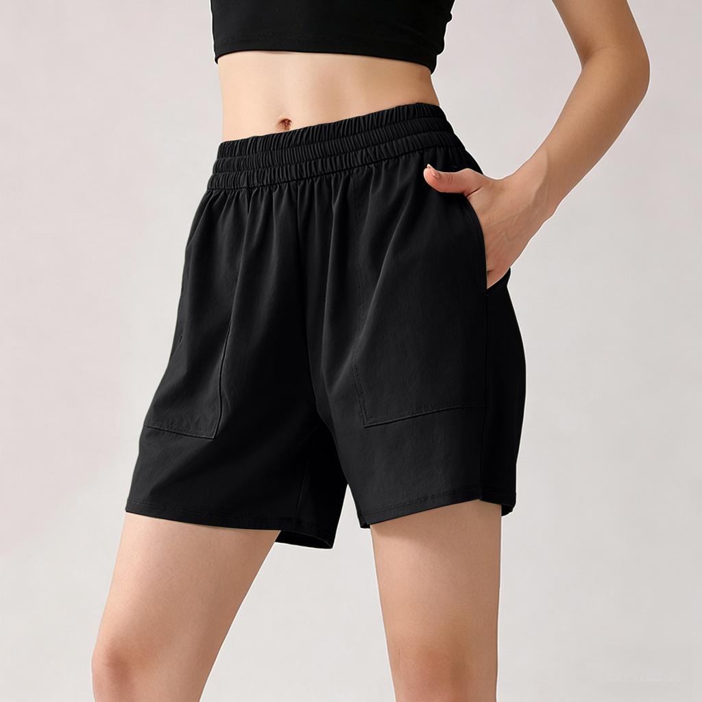 Lockere Outdoor-Laufshorts mit Taschen Elastischer Bund Leicht Atmungsaktiv Fünf Zoll Länge für Radfahren und Freizeit