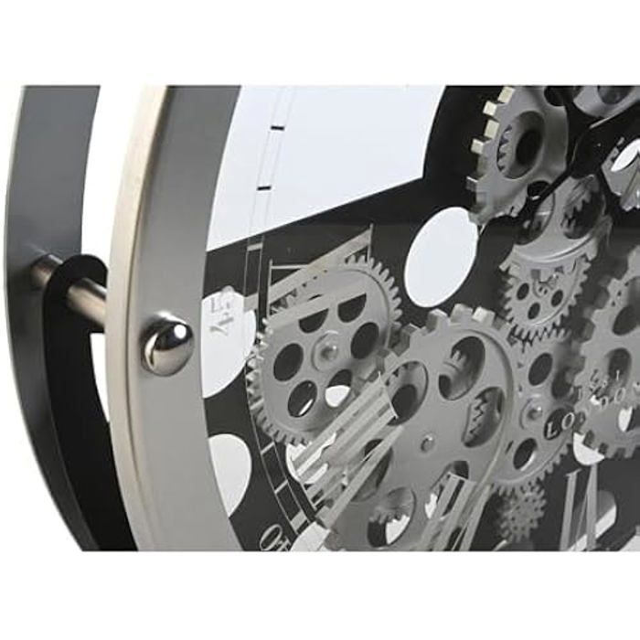 Horloge Murale - HOME ESPRIT - Métal Noir Argent - 54,5 x 56,2 cm - Design Contemporain