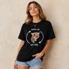 Wake Up Act Silly Pattern T-shirt, Funny and Cute Cat Print Short Sleeved T-shirt, Unisex's and Unisex's Casual Oversized T-shirt