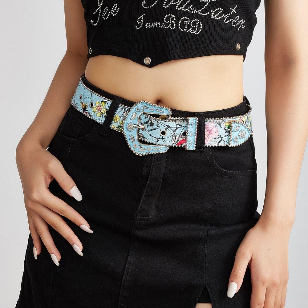 Printed PU Leather Waistband Korean Style Retro Waistband Fashion Floral Belt  Outdoor