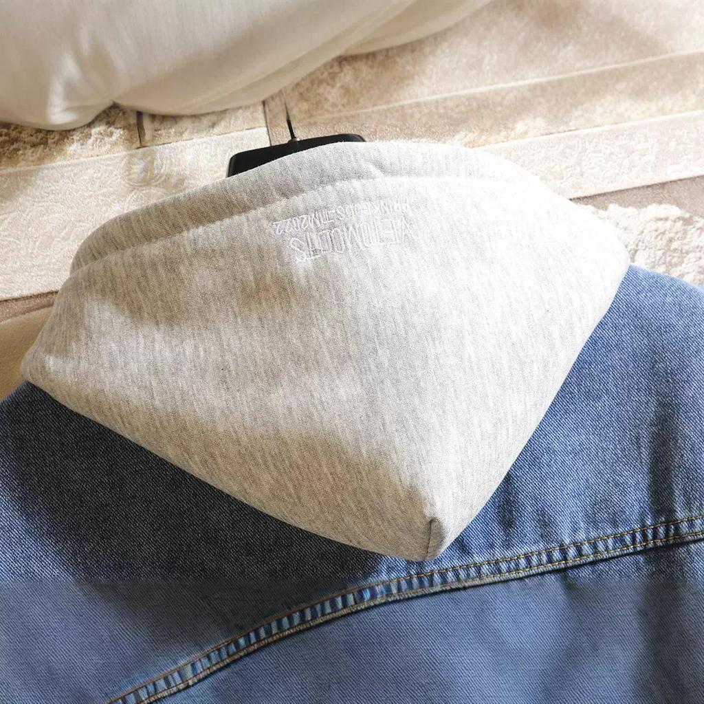 Herren Casual Kapuzenweste in Übergröße für Frühling/Herbst Jugend Einreihige Denim Workwear Jacke