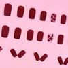 Red Heart Matte Medium-Long Nails - Spicy Sweet Cool Style