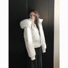 Simple Solid Color Short Parka Coat Street Zipper Hooded Short Cotton Clothing  Winter Clothes Women Jacket Women