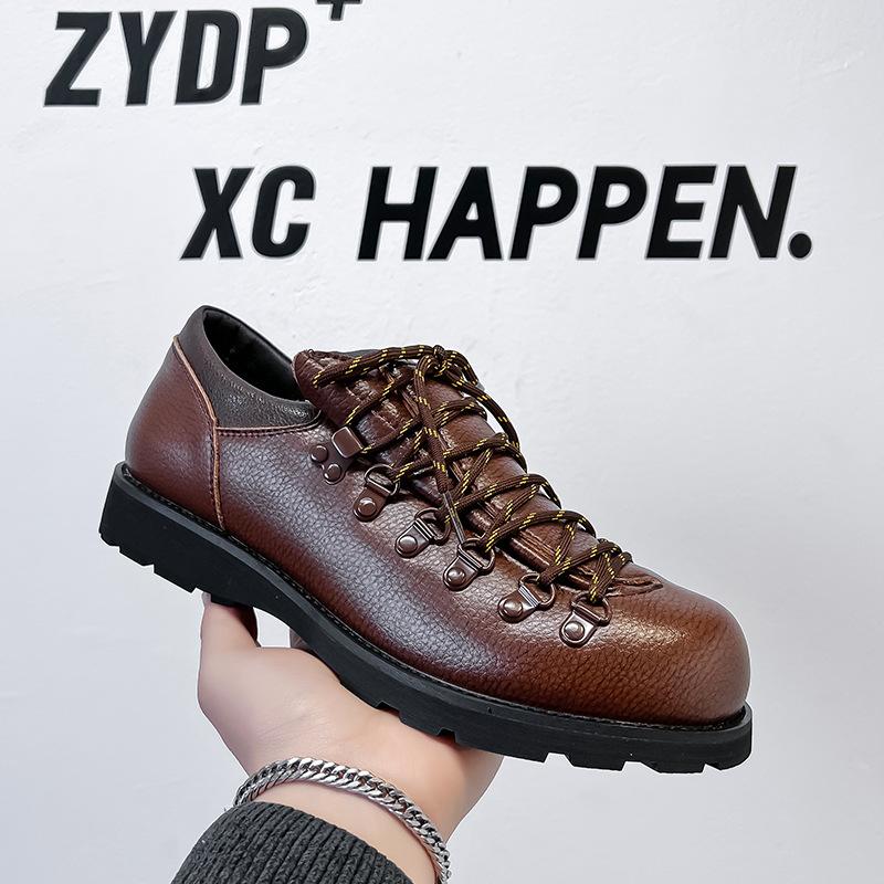 

Men s shoes 2025 new Paris round head casual leather shoes men s niche design British style derby shoes 67152-A 44 коричневий