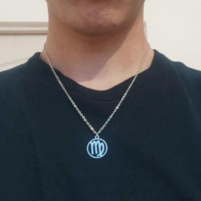 Simple Round 12 Zodiac Sign Necklaces for Men Women Classic Virgo Leo Libra Scorpio Sagittarius Pendant Necklace Birthday Gift