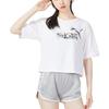 Puma Logo-Print Rundhals-Pullover Mode Sportbekleidung Fitness-Training Atmungsaktives Kurzarm-T-Shirt Damen T-Shirt Weiß 677133-02
