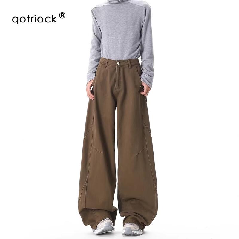 QOTRIOCK Retro Maillard Deconstructed Cargo Pants S