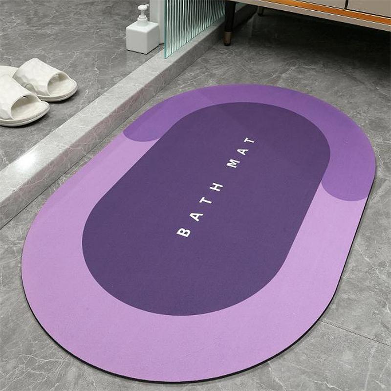 Custom Anti Non slip Quick Drying Soft Super Water Absorbent Floor Shower Mats Rubber Diatomite Bath Bathroom Rug Mat