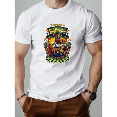 Herren T-Shirt 100% Baumwolle Stamm Cartoon Print Sommer Übergröße Rundhals Atmungsaktiv Lässig Kurzarm Mode T-Shirt