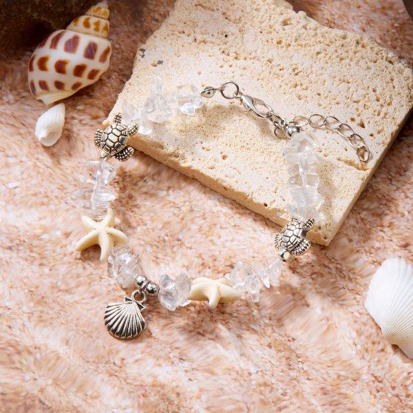 Bohemian Imitation Shell Beads Bracelet For Women Sea Star Turtle Woven Rope Bracelet Handmade Friendship Beach Holiday Jewelry