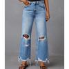 Spring and Summer Wide Leg Pants Washed, Tie Dyed, Ripped Hole High Waisted Jeans, Straight Leg Casual Pants