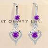 Yousheng 1 Pair Hoop Earrings Shining Cubic Zirconia Geometric High-end Pendant Dress Up Hypoallergenic Rose Flower Heart Dangle Earrings Fashion