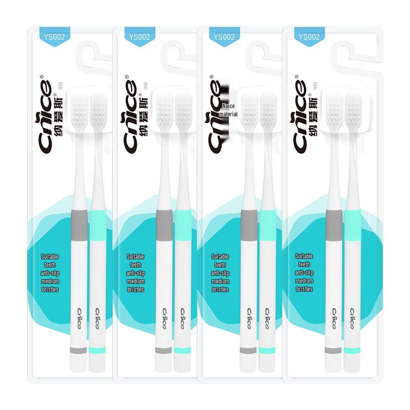 NICE Anti-Slip Soft Bristle Toothbrushes, 8-Pack