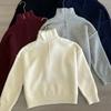 Autumn and Winter New Style Half Zipper Stand Collar Thick Design Knitted Sweater Lazy Style Sweater Jacket Top for Women