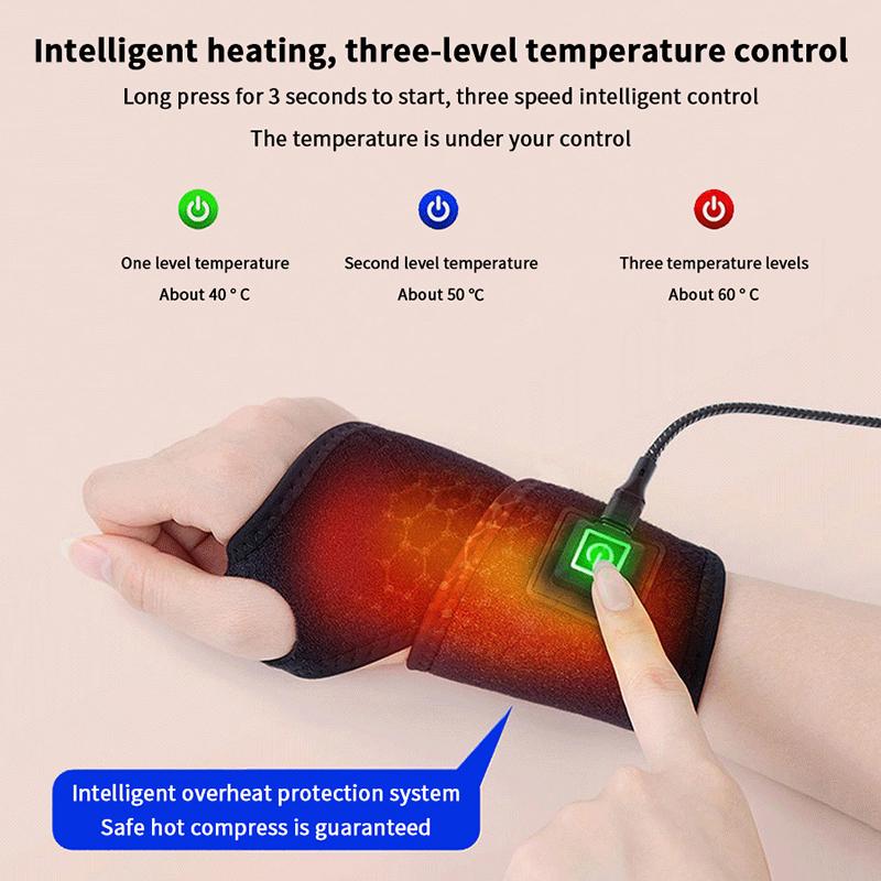 Podgrzewany Nadgarstek, Przenośny Elektryczny Podgrzewacz, Podgrzewany Ochraniacz na Nadgarstek, Trzy Regulowane Poziomy, Podgrzewany Stabilizator Nadgarstka do Biura