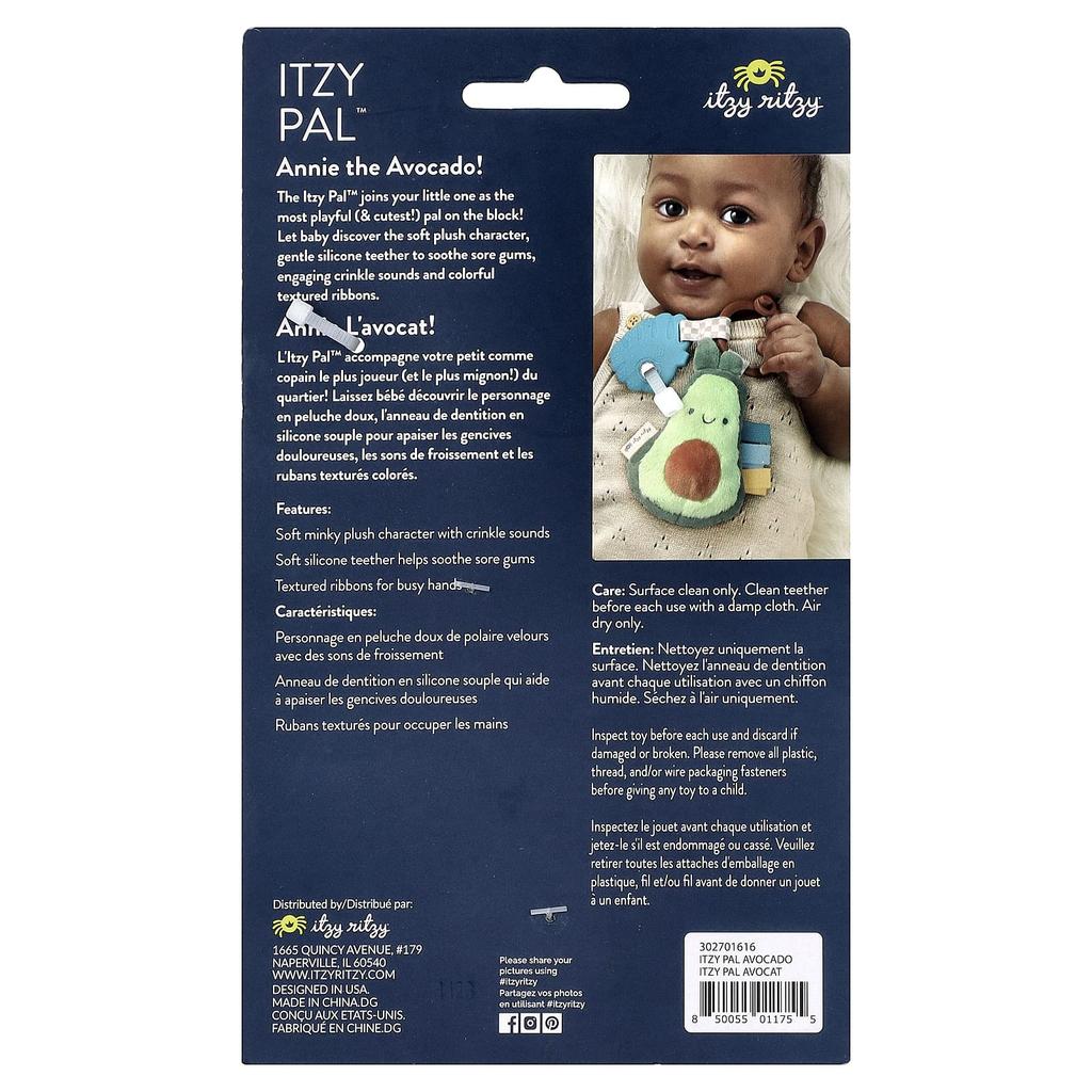 itzy ritzy Itzy Pal™, Plush Pal, Includes Silicone Tedder, 0+ Months, Avocado, 1 Tedder