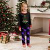 Christmas Print Crewneck Top and Plaid Pants Set, 2 Piece Holiday Outfit