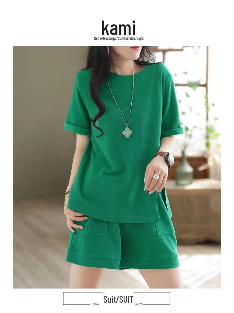 Damen Retro Freizeitshorts & T-Shirt Set - Sommer 2025 Modetrend